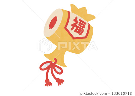 Illustration of a lucky charm of a magic mallet that brings good fortune 133610718