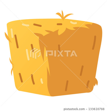 Haystack flat vector icon, cartoon bale of hay, straw barn and square hayloft, dry yellow grass bundle, forage pasture 133610788