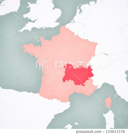 Map of France - Auvergne-Rhone-Alpes Map of France - Auvergne-Rhone-Alpes 133611576