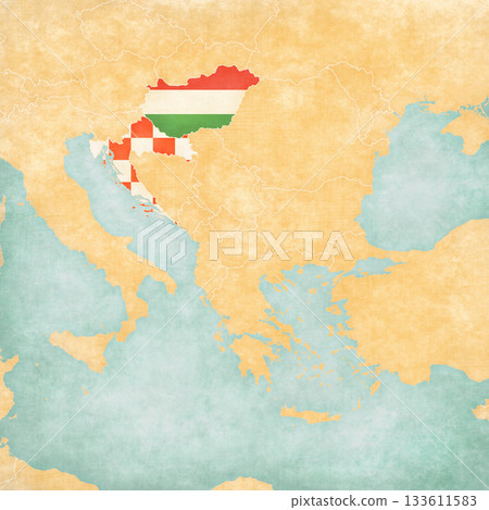 Map of Balkans - Croatia and Hungary Map of Balkans - Croatia and Hungary 133611583
