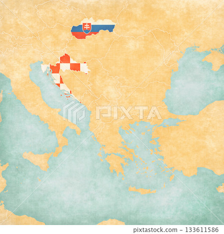 Map of Balkans - Croatia and Slovakia Map of Balkans - Croatia and Slovakia 133611586