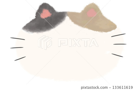 Fluffy hand-drawn calico cat frame material 133611619