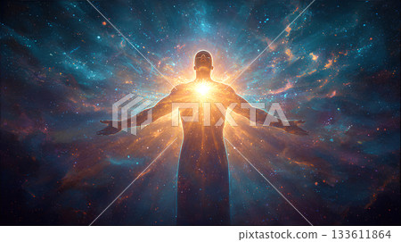 An awakened person who spreads light throughout the universe An awakened person who spreads light throughout the universe 133611864