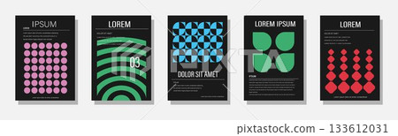 Minimalist geometric abstract poster collection. Retro Geometric cover template with vintage colorful shape. The versatile backgrounds for posters,labels, and template with text. Vector Minimalist geometric abstract poster collection. Retro Geometric cover template with vintage colorful shape. The versatile backgrounds for posters,labels, and template with text. Vector 133612031