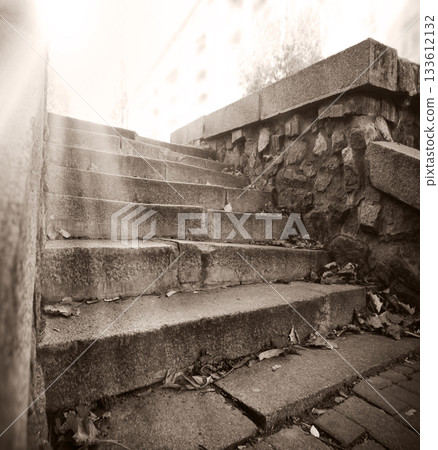 Old stone stairs in city park Old stone stairs in city park 133612132