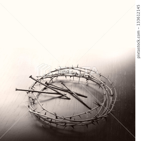 Nails and wteath on a table Nails and wteath on a table 133612145