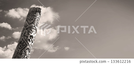Old wooden idol in the field Old wooden idol in the field 133612216