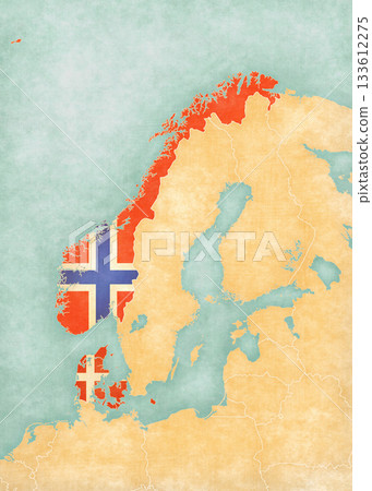 Map of Scandinavia - Norway and Denmark 133612275