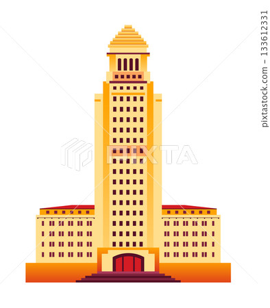 Los Angeles City Hall - Colorful Flat Design Illustration Los Angeles City Hall - Colorful Flat Design Illustration 133612331