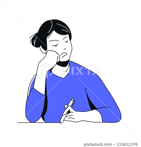 Tired and Irritated Woman - colorful flat design illustration 133612376