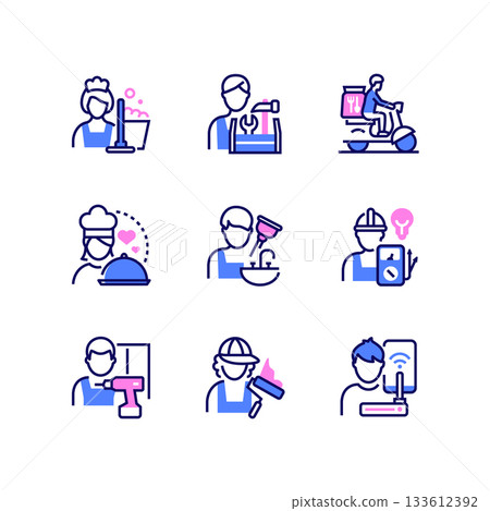 Home services - set of line design style icons Home services - set of line design style icons 133612392