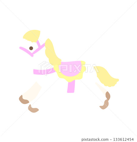 Cute and relaxed horse illustration, pink, transparent 133612454