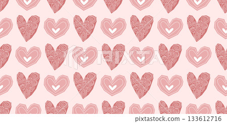Seamless pattern with hand drawn pink hearts Seamless pattern with hand drawn pink hearts 133612716