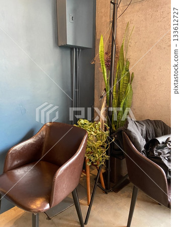擺放著盆栽和椅子的舒適角落 133612727