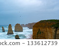 The Twelve Apostles in rainy day. 133612739