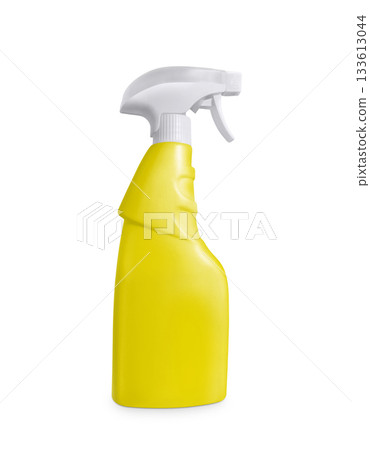 Separate yellow spray bottle on white background. Separate yellow spray bottle on white background. 133613044