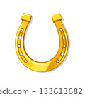 Shiny golden horseshoe for good luck 133613682