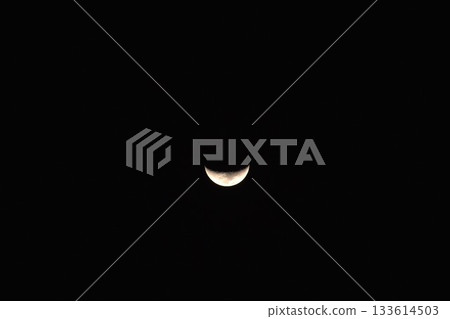 half moon shining floating on sky in night  133614503