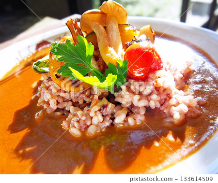 Vegetable curry rice made with mixed grain rice Vegetable curry rice made with mixed grain rice 133614509