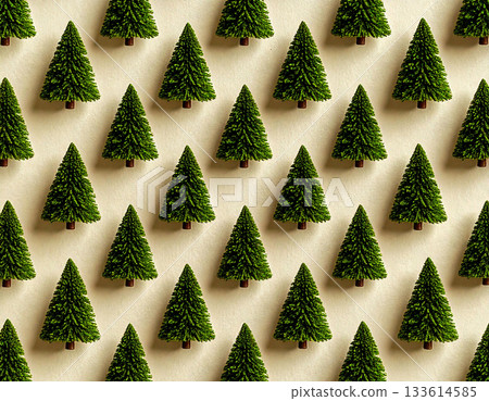 Christmas postcard. Seamless pattern. Green Christmas trees. Minimalist style. 133614585