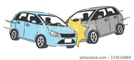Image of the moment when cars collide in a traffic accident (diagonal composition) Image of the moment when cars collide in a traffic accident (diagonal composition) 133614969