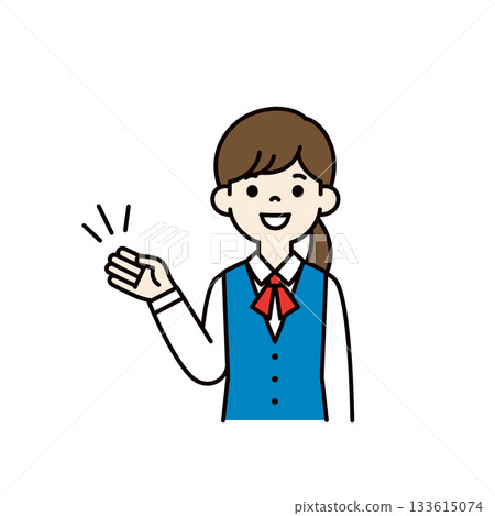 身著制服、微笑的年輕女員工，OL上半身向量圖，材質顏色 133615074