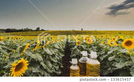 sunflower oil in the field sunflower oil in the field 133615437