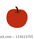 Red fresh tasty apple. Whole fruit in doodle style. Isolated vector illustration on white background 133615705