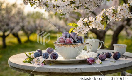 fruit berry on a wooden table in garden fruit berry on a wooden table in garden 133616154