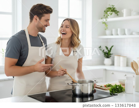 A fun cooking moment 133617848