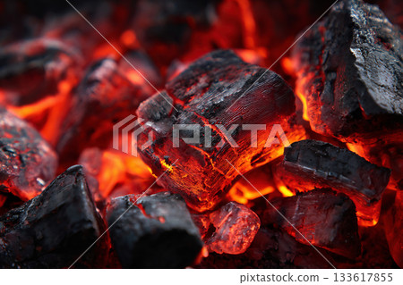 Close-up of burning charcoal Close-up of burning charcoal 133617855