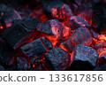 Burning charcoal close-up 133617856