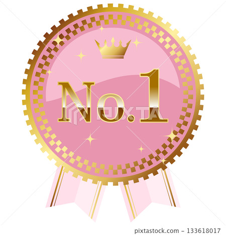 A luxurious and fairytale-like No. 1 emblem in pink and gold 133618017