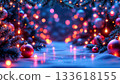 Festive bokeh: vibrant Christmas ornaments and twinkling lights 133618155