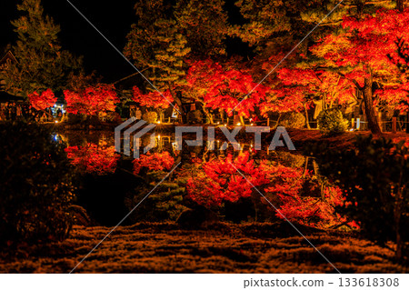 Illuminated maple leaves at Eihoji Temple in Gifu Prefecture Illuminated maple leaves at Eihoji Temple in Gifu Prefecture 133618308