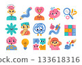 Educational creativity and thinking icons collection cartoon style 133618316