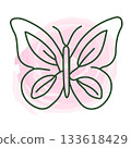 Butterfly Line Art Illustration, Minimal Elegant Outline with Soft Pastel Background. Vector illustration 133618429