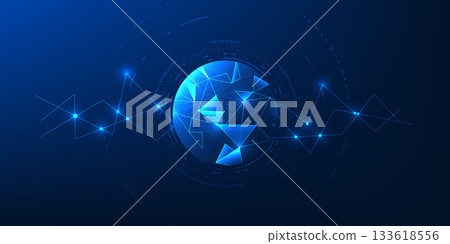 Quantum Computing Network Background with Integrated Data Processing, High Speed Information Transfer, Digital Connectivity, Quantum Algorithm Flow, Advanced Tech Infrastructure 133618556