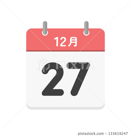 December 27th daily calendar icon - Simple Japanese calendar illustration with the date 12/27 133619247