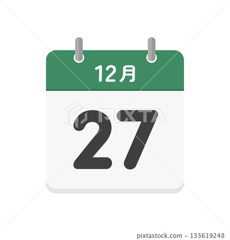 December 27th daily calendar icon - Simple Japanese calendar illustration with the date 12/27 133619248