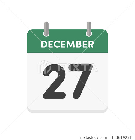December 27th - December 27th daily calendar icon - English calendar with date 12/27 133619251