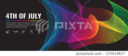 Fireworks and Independence Day Icon Set Web Header Banner 133619627