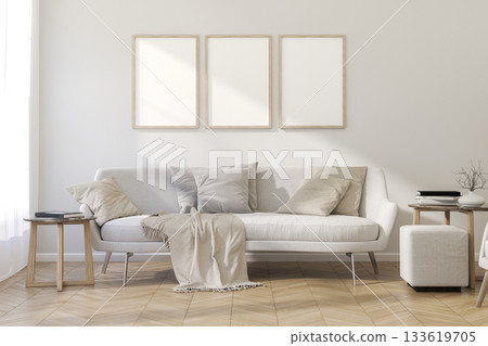 Tthree frame mockup. 3d render. 133619705