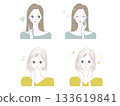 一位擔心自己容貌的女性的向量插圖 133619841
