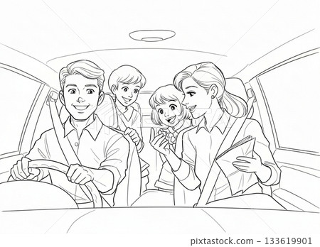 趣味家庭著色本單色線條畫 133619901