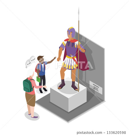3D Isometric Flat Vector Illustration of School Museum Excursion, Cultural Education, Exhibition. Item 2 3D Isometric Flat Vector Illustration of School Museum Excursion, Cultural Education, Exhibition. Item 2 133620598