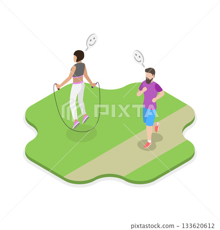 3D Isometric Flat Vector Illustration of Healthy Lifestyle and Fitness, Sports and Physical Activity. Item 3 3D Isometric Flat Vector Illustration of Healthy Lifestyle and Fitness, Sports and Physical Activity. Item 3 133620612