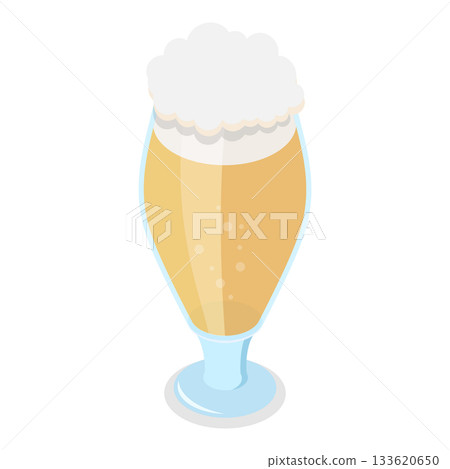 3D Isometric Flat Vector Illustration of Types Of Beer, Beverages in Recommended Glasses. Item 3 133620650