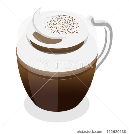 3D Isometric Flat Vector Set of Coffee Beverages, Cafe Menu. Item 12 3D Isometric Flat Vector Set of Coffee Beverages, Cafe Menu. Item 12 133620688