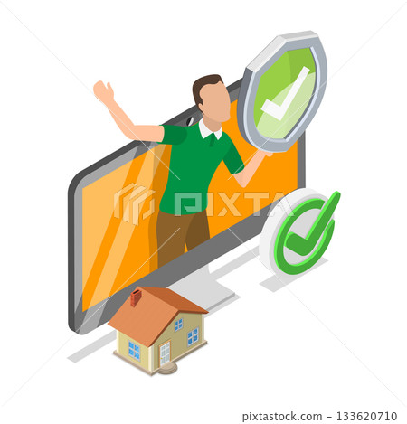 3D Isometric Flat Vector Illustration of Insurance Policy, Using of Modern Technologies. Item 2 3D Isometric Flat Vector Illustration of Insurance Policy, Using of Modern Technologies. Item 2 133620710